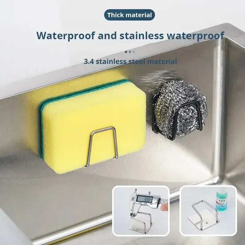 Stainless Steel Sink Sponge Rack | Adhesive Inner Wall Kitchen Draining Caddy