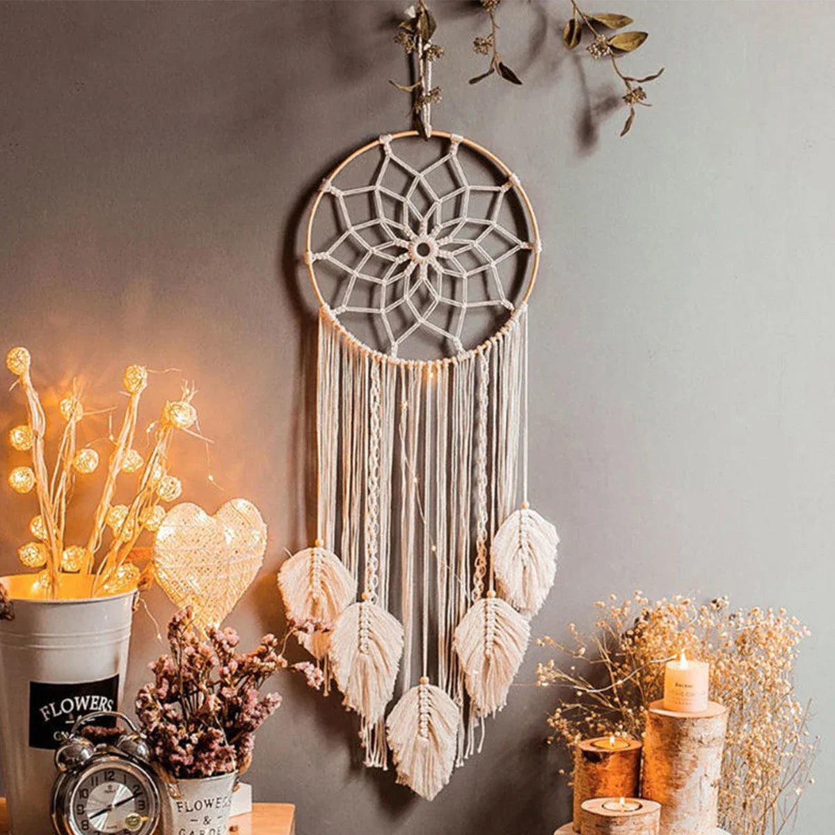 Nordic Boho Macrame Tapestry Ornament | Leaf Wall Hanging Home Decoration
