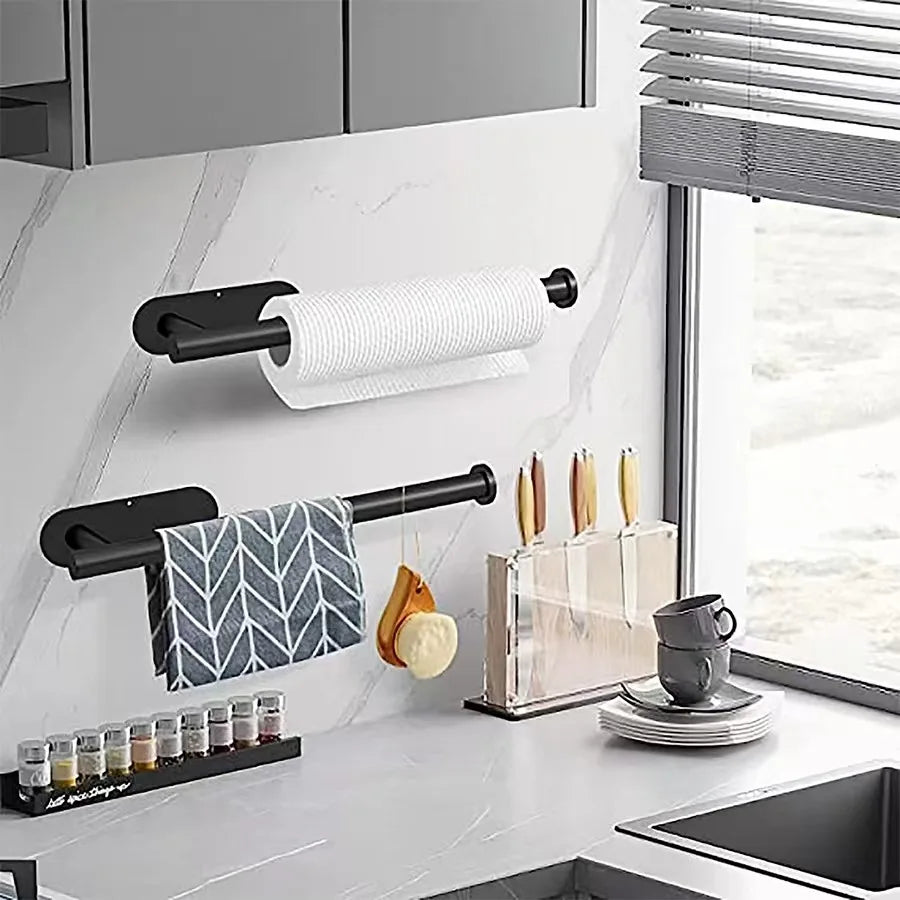 Kitchen & Bathroom Adhesive Paper Towel Hanger | Toilet Roll Dispenser