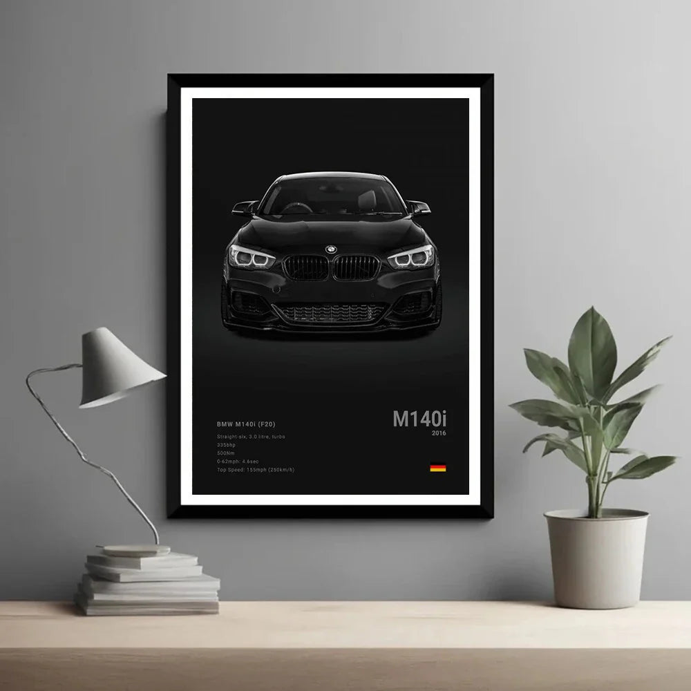 Modern Supercar Poster Set | Unframed Canvas Wall Art Print Birthday Gift