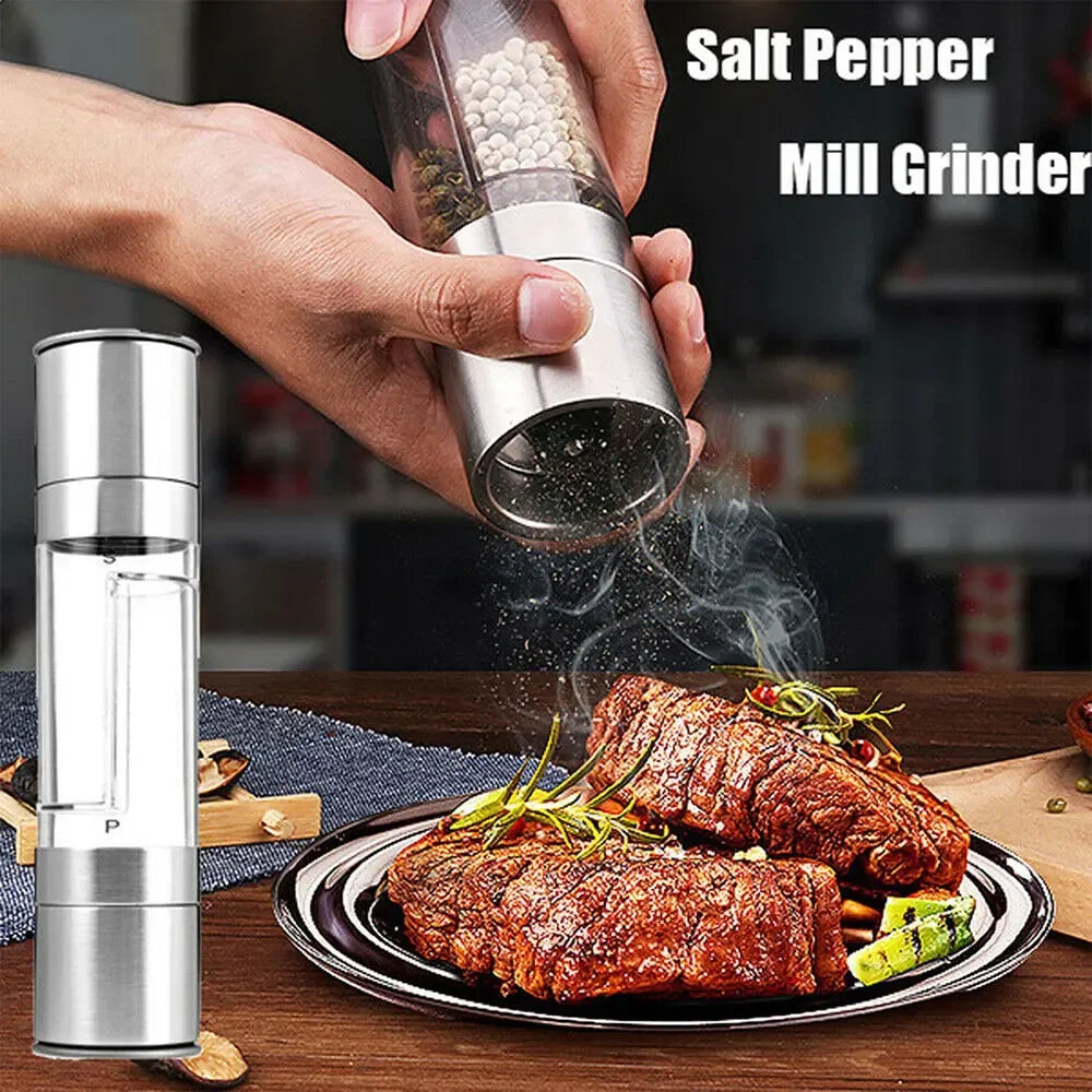 Stainless Steel Spice Grinder | Adjustable Ceramic Mechanism 2-in-1 Tool