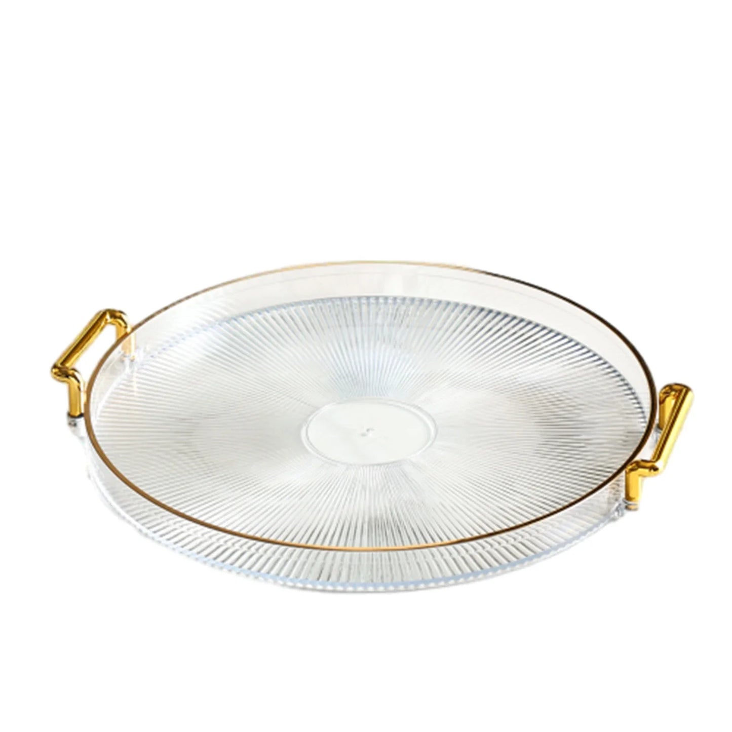 Modern Round Decorative Serving Tray | Plastic Organizer for Kitchen & Party