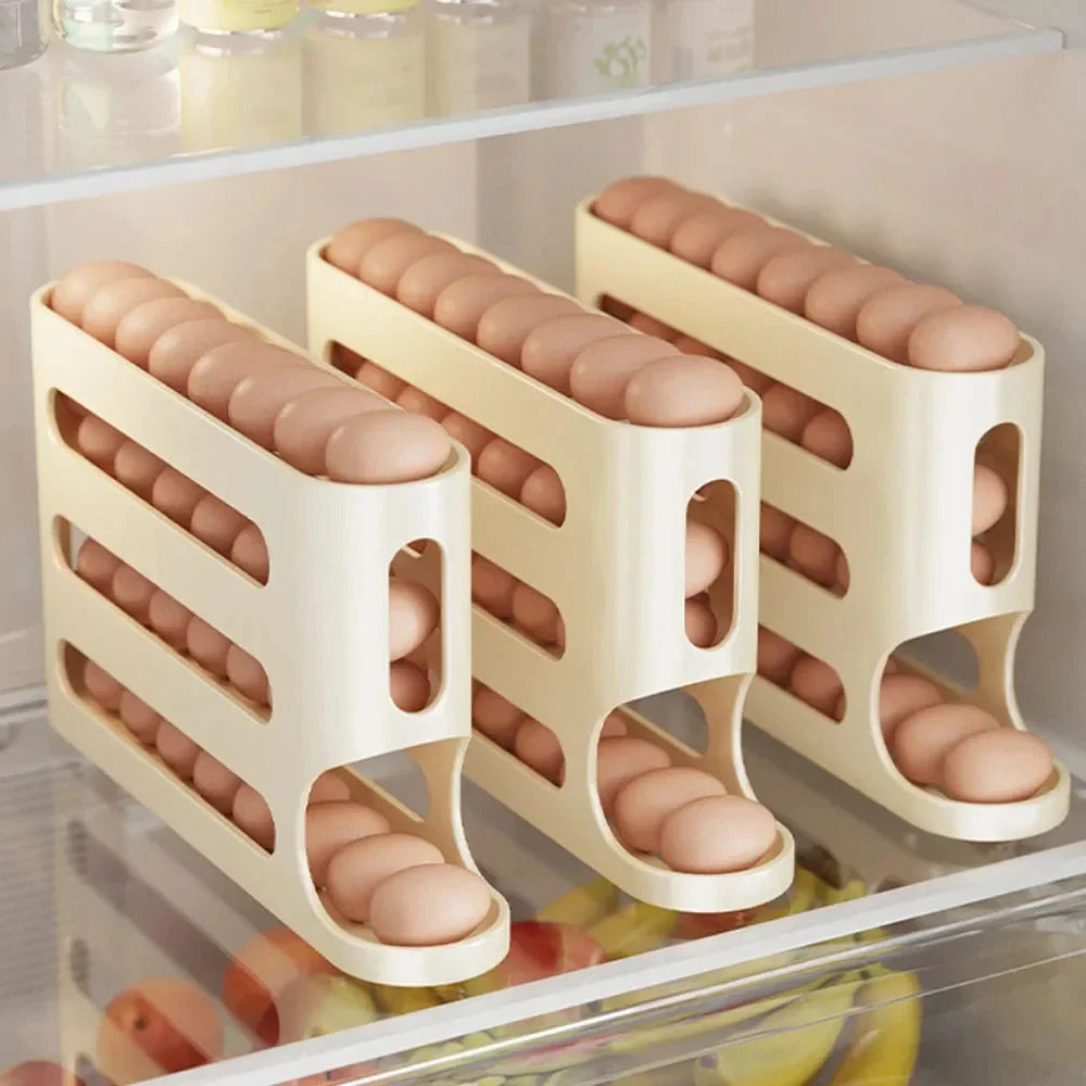 Automatic Rolling Egg Rack | Refrigerator Dispenser & Organizer Box
