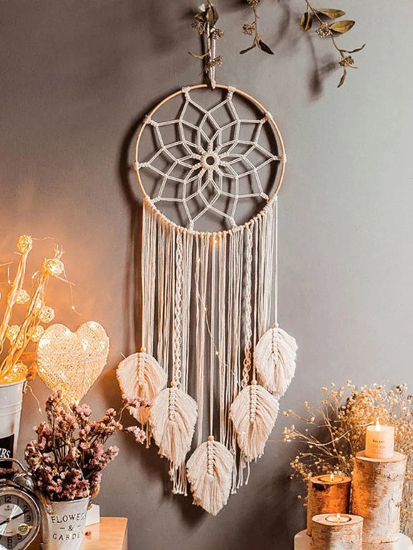 Nordic Boho Macrame Tapestry Ornament | Leaf Wall Hanging Home Decoration