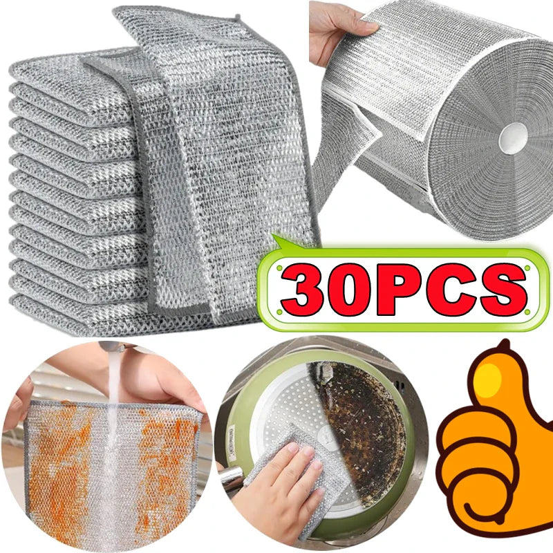 Thickened Double-Sided Metal Wire Rags | Kitchen Dish & Pot Scrubbing Cloths