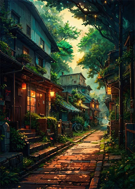 Modern Wall Art Prints | Japanese Street Scenery & Cherry Blossom Canvas