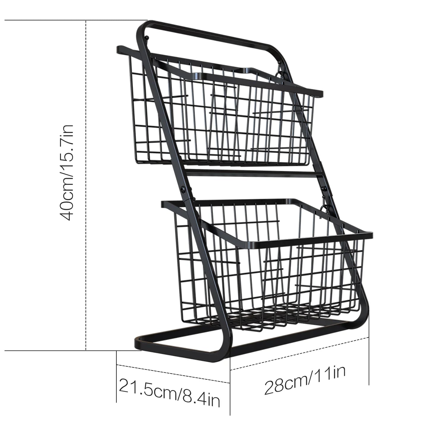 Household Black Multi-Tier Vegetable & Fruit Storage Basket | Floor Rack