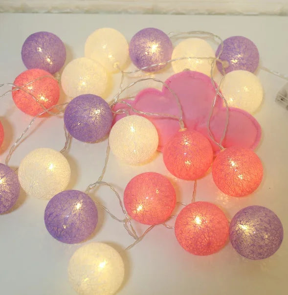 Decorative Cotton Ball Garland Lights | Christmas, Wedding & Patio Street Lights