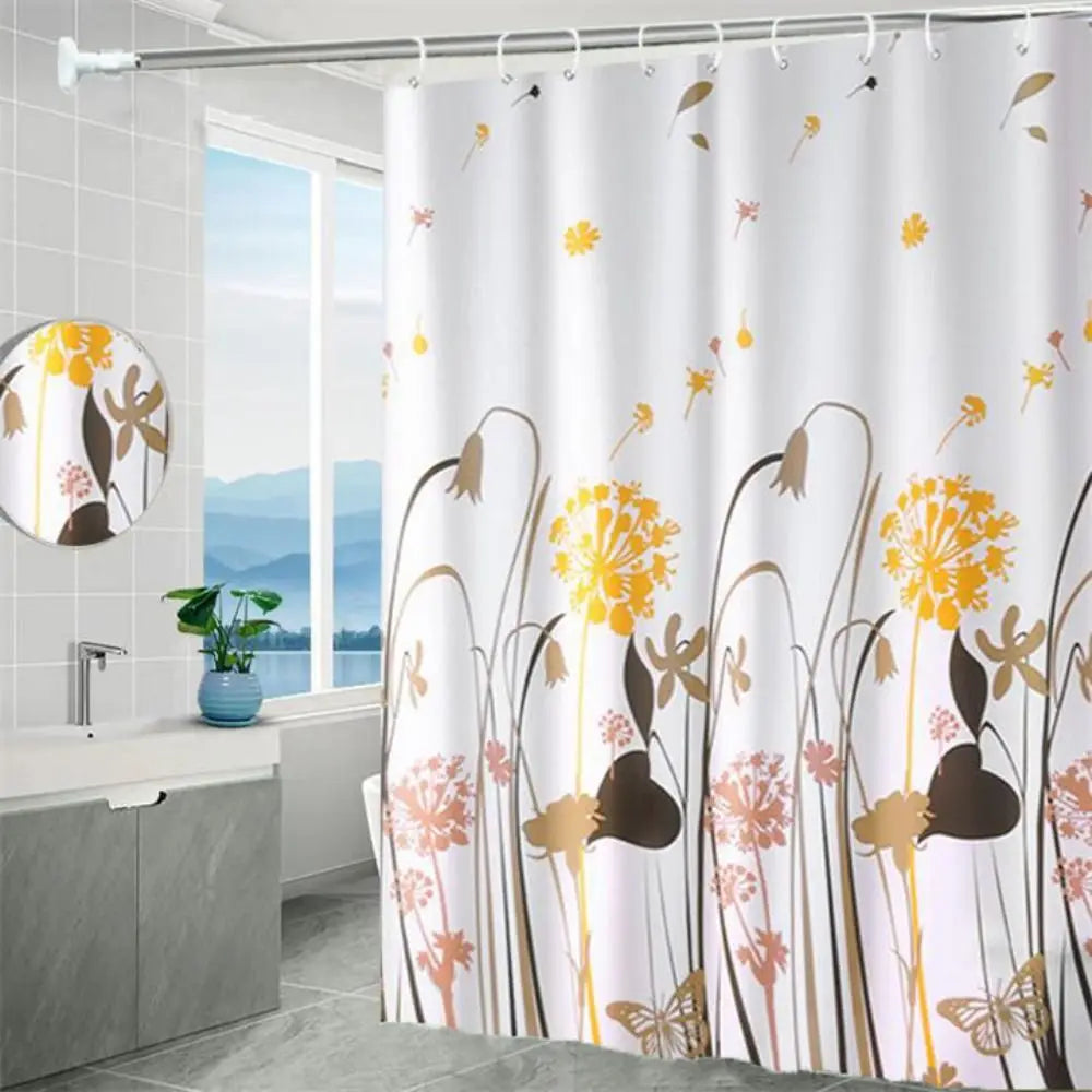 High Quality Mildew Proof Shower Curtain | Thickened Printed PEVA with Hooks