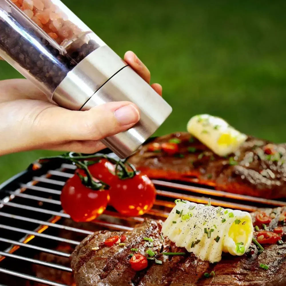 Stainless Steel Spice Grinder | Adjustable Ceramic Mechanism 2-in-1 Tool