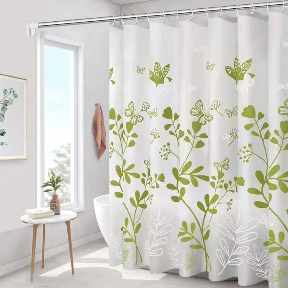 High Quality Mildew Proof Shower Curtain | Thickened Printed PEVA with Hooks