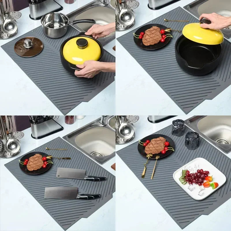 Multipurpose Silicone Drain Mat | Bar Sink & Kitchen Utensil Drying Pad