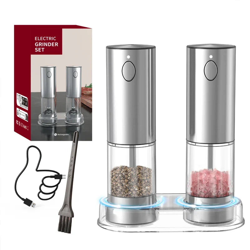 USB Rechargeable Automatic Salt & Pepper Grinder | Adjustable Coarseness