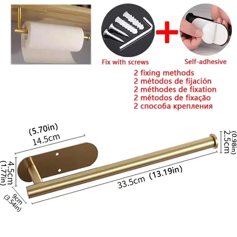 Kitchen & Bathroom Adhesive Paper Towel Hanger | Toilet Roll Dispenser