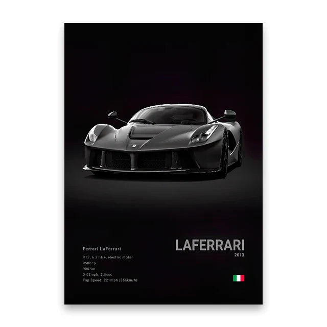 Modern Supercar Poster Set | Unframed Canvas Wall Art Print Birthday Gift