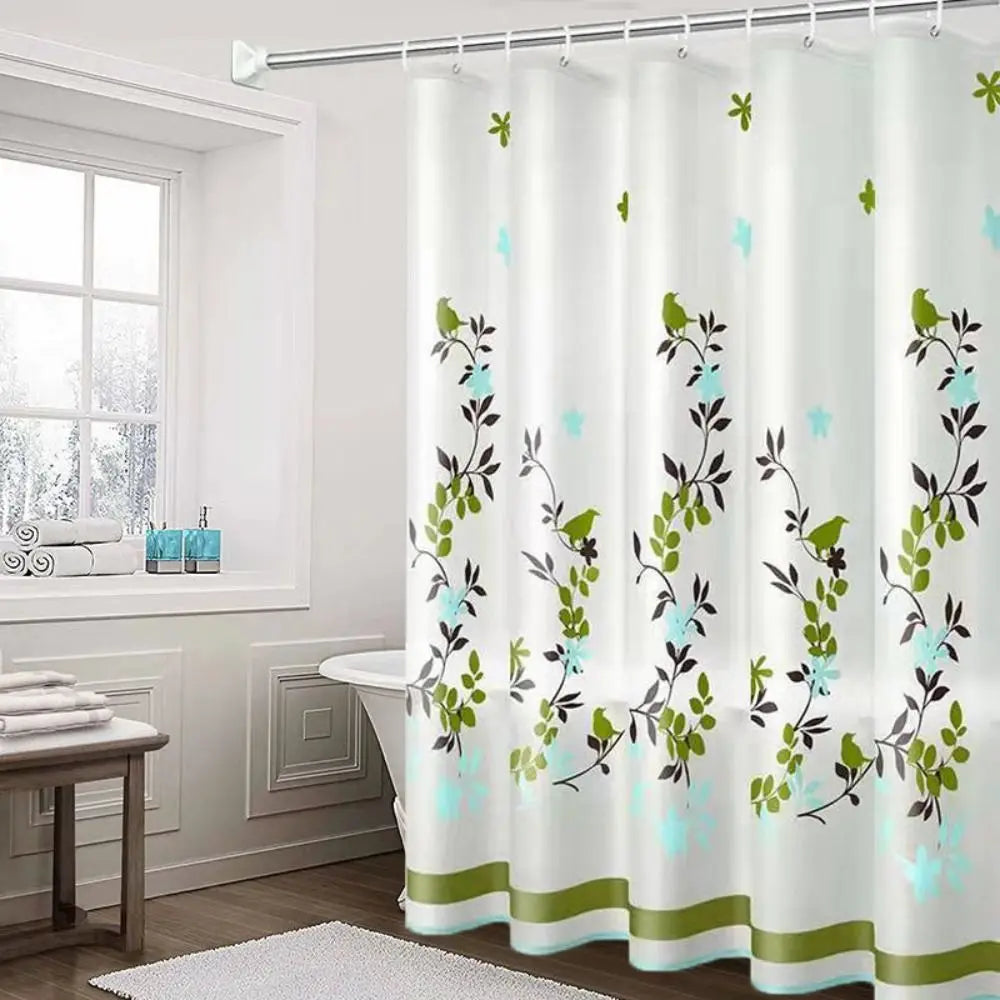 High Quality Mildew Proof Shower Curtain | Thickened Printed PEVA with Hooks
