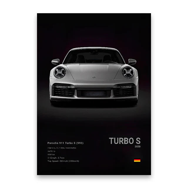 Modern Supercar Poster Set | Unframed Canvas Wall Art Print Birthday Gift