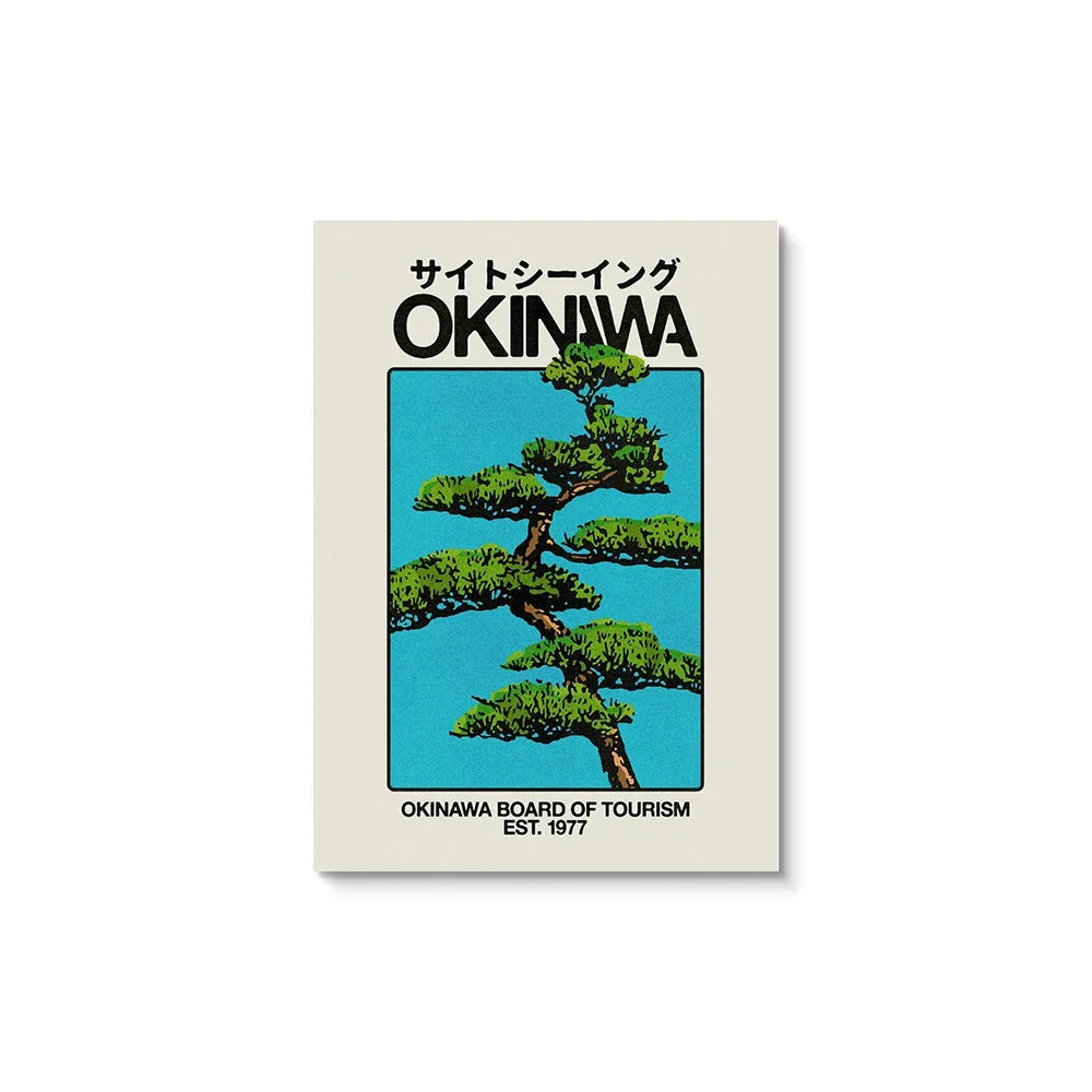 Japan Okinawa Green Willow Tree Canvas Poster | Abstract Wall Art Prints