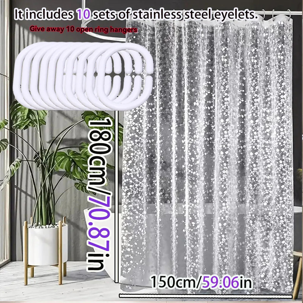Modern Translucent Shower Curtain | PEVA Anti-Mold Pebblestone Texture