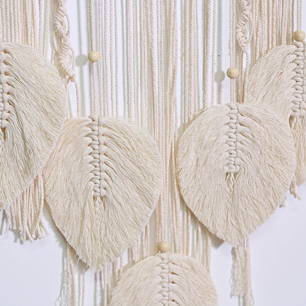 Nordic Boho Macrame Tapestry Ornament | Leaf Wall Hanging Home Decoration