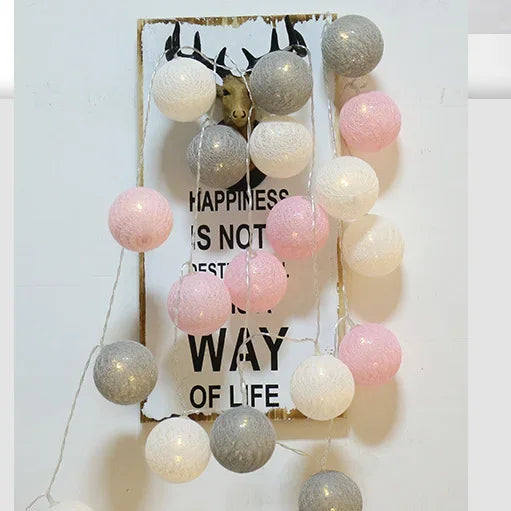 Decorative Cotton Ball Garland Lights | Christmas, Wedding & Patio Street Lights