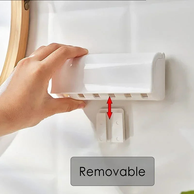 Multi-Head Toothbrush Organizer | Wall Mount 6-Slot Storage Holder