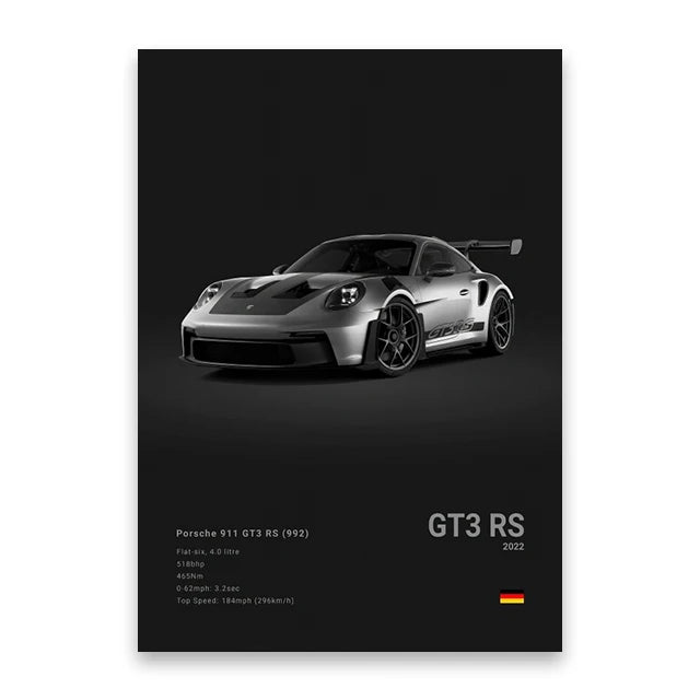 Modern Supercar Poster Set | Unframed Canvas Wall Art Print Birthday Gift