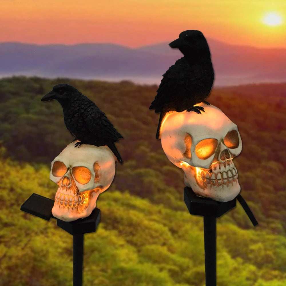Solar Powered Skull Light | Outdoor Halloween Garden Stake Decor