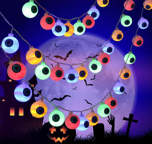 Halloween LED Eyeball String Lights | 10Pcs Ghost Eye Party Decorations