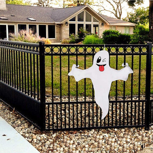 Halloween Ghost Flag | White Spooky Scene Decoration
