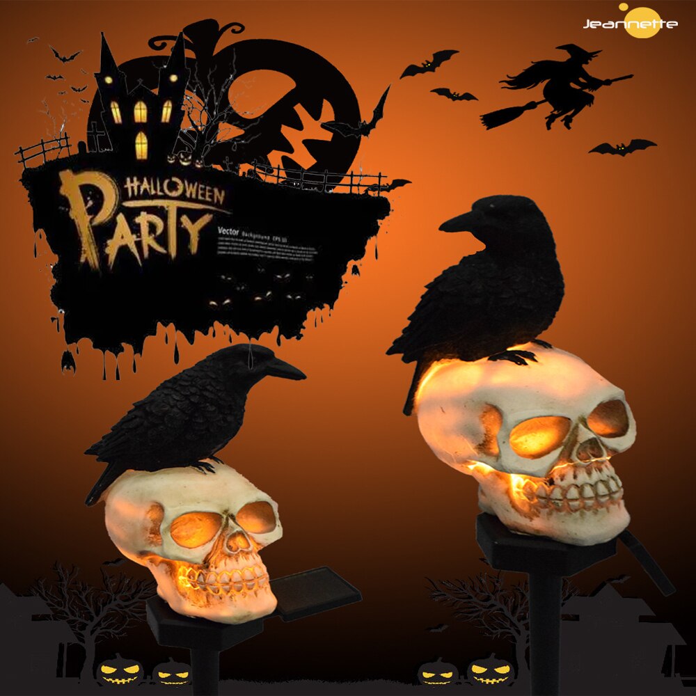 Solar Powered Skull Light | Outdoor Halloween Garden Stake Decor