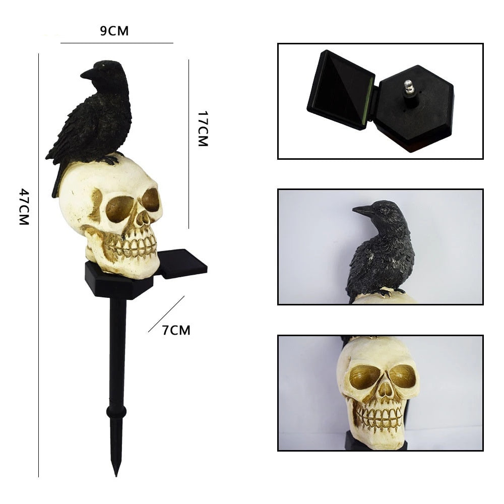 Solar Powered Skull Light | Outdoor Halloween Garden Stake Decor